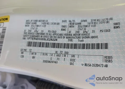 2025 Ford Ranger Xlt from USA, damaged, VIN 1FTER4HH0SLE28228